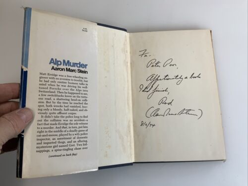 Signed, Alp Murder (Crime Club Selection) Aaron Marc Stein 1970 HC DJ 1st - Picture 2 of 11
