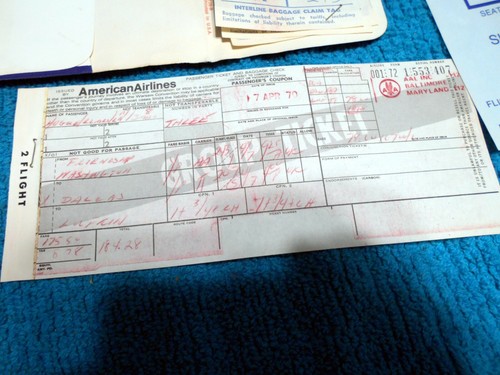 VTG 1970 American & Texas International Airlines Ticket Boarding Passes Lufkin - Picture 4 of 5