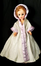 VINTAGE 1960'S FASHION DOLL- 18" PLASTIC & VINYL IN FORMAL GOWN & MATCHING COAT 