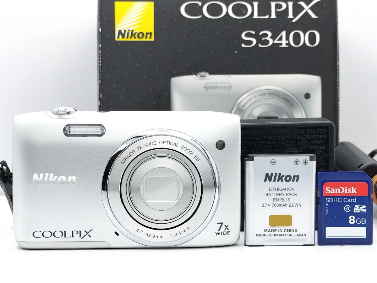 Nikon Coolpix S3400 Silver 20.0MP 7x Compact Digital Camera