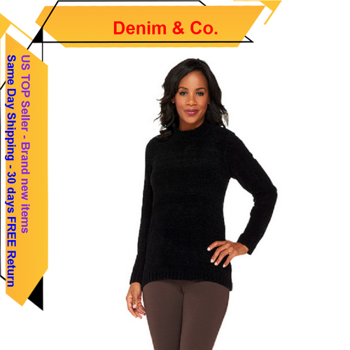 Denim \u0026 Co. Chenille Mock Neck Sweater 
