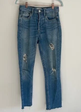 RE/DONE Originals High Rise Ankle Crop in Ghost