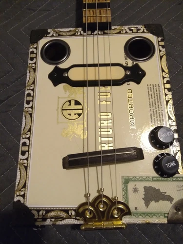 ORDER NOW 4 2025 *CIGAR BOX GUITAR 3 STRING  OAK NECK MAGNETIC P.U.*SLIDE/FINGER