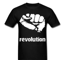 Revolution anarchy clutch fist anger hate love peace words shirt T-shirt
