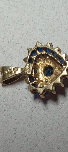 10K Yellow Gold Sapphire and Diamond Heart Pendant - Picture 3 of 3