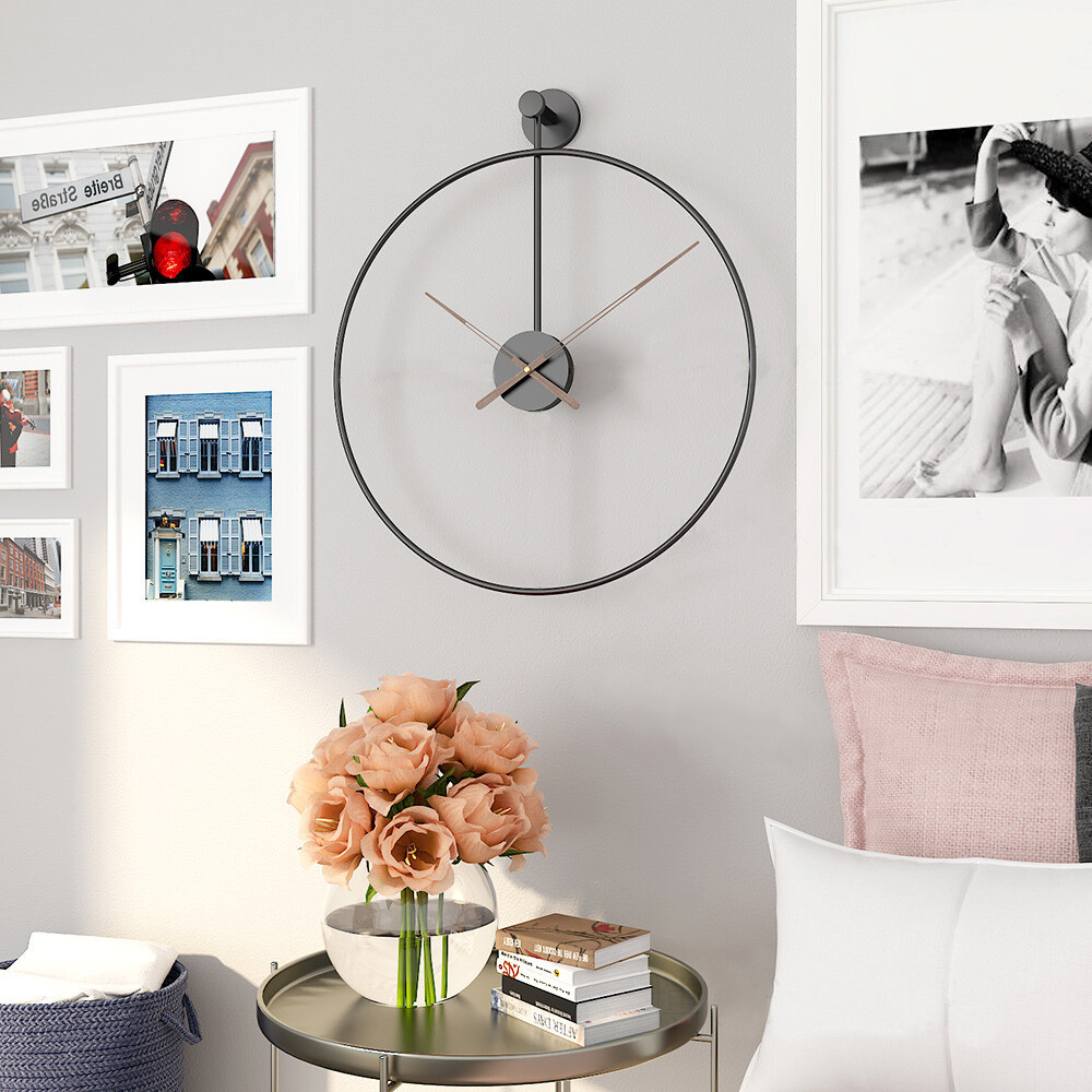 Oversized Modern Wall Clock 'The Ring', Minimalistic & Luxury Metal Design