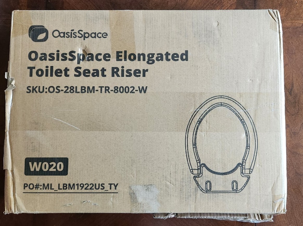 OasisSpace 300lbs Elevated Raised Toilet Seat Elongated Bowl Toilet Seat Riser