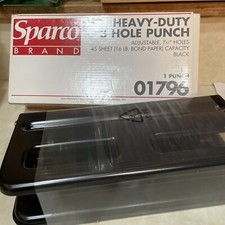 Sparco SPR01796 Heavy-Duty Adjustable 9/32" 3-Hole Punch NIB 45 Sheets Black