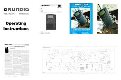 GRUNDIG YACHT BOY 500 INSTRUCTION + SERVICE MANUALS + 11x17'' + COLOR ADS