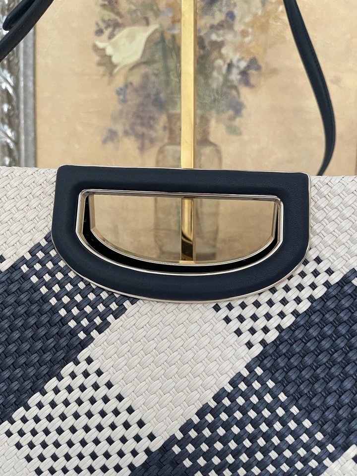 NUEVO CON ETIQUETAS BLAZER KATE SPADE ALEXIA GINGHAM PAJA/CUERO AZUL HOMBRO Bolso de mano Foto 2 de 4