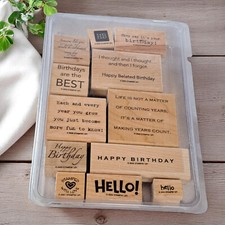 Stampin UP Its your Birthday set- 12 blocks Wooden Rubber Stamps