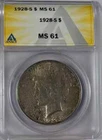 1928 S Peace Silver Dollar ANACS MS-61