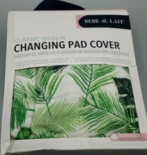 Bebe au Lait Rainforest Muslin Changing Pad Cover Green One Size, Open Box