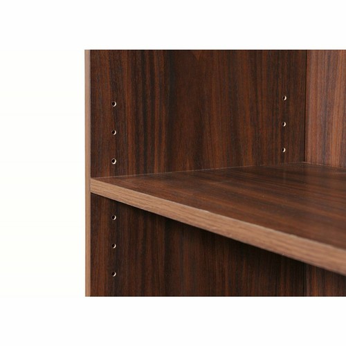 TAD | Essentials Walnut Colour 3 Tiers Low Wide Bookcase Shelving Unit - Picture 4 of 5