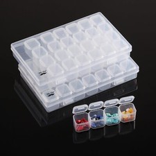 2 Pack 28-Grid Bead Storage Containers with 160 Label Stickers   Diamond Art