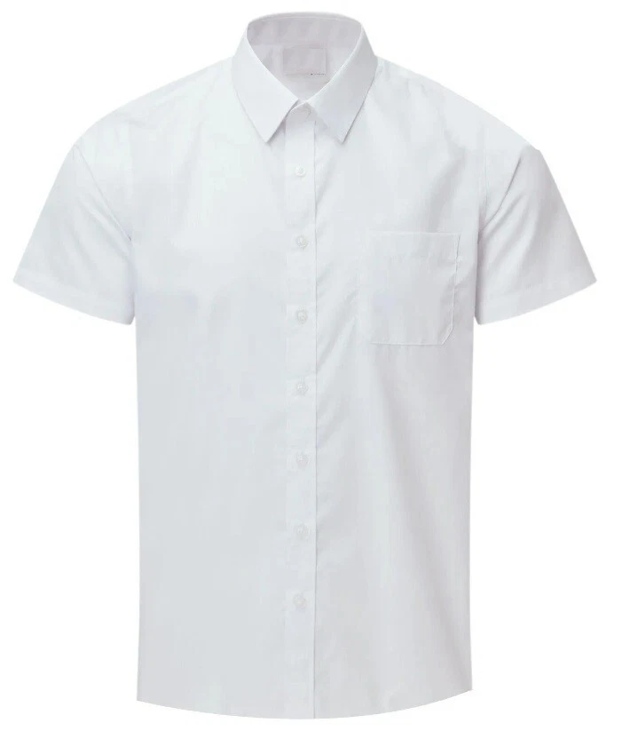 ND SPORTS Jungen kurzes langärmeliges Schulhemd Schuluniform Tasche normale Passform