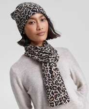 Charter Club Cashmere Leopard Muffler Scarf Women's One Size Black Combo