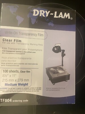 TF804 Box of 100 Write-On Clear Plastic Sheets/Transparency Film Dry - Lam