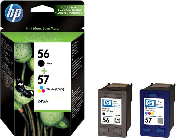 Original Hp Nr. 56+57 2Er Set Tinte Bk+Col Deskjet Officejet Mhd Abgel. Angebot!-image