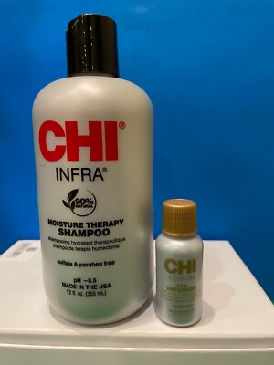 Chi Infra Moisture Therapy Shampoo & Keratin Silk Infusion Oil 12oz & 0.5oz