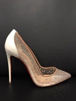 Christian Louboutin Follies Strass 100 White Nud Mesh Pigalle Heel Pump 40.5 Christian Louboutin Follies Strass 100 White Nud Mesh Pigalle Heel Pump 40.5