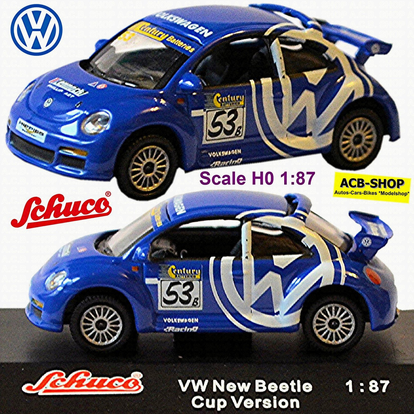 Vw New Beetle Rsi Cup Version #53 Volkswagen Racing 1:87 Schuco 21970