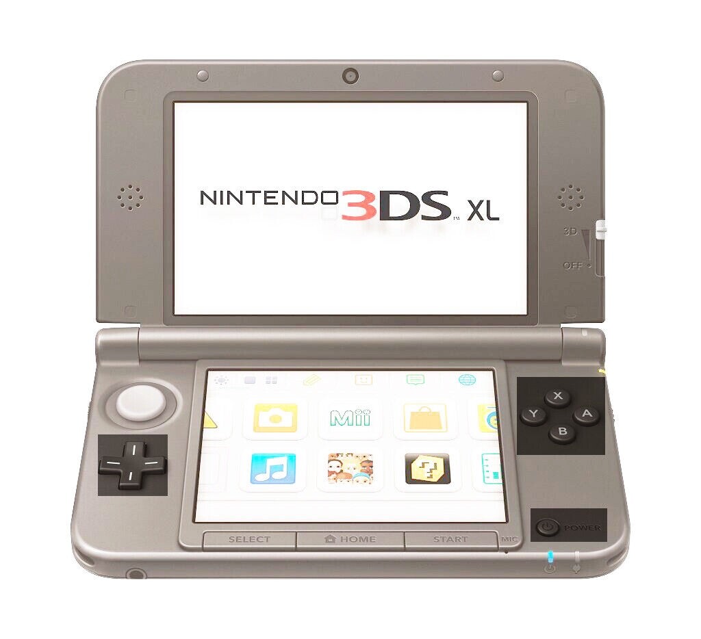 Nintendo 3DS XL A B X Y Full Buttons Replacement Black USA *OLD