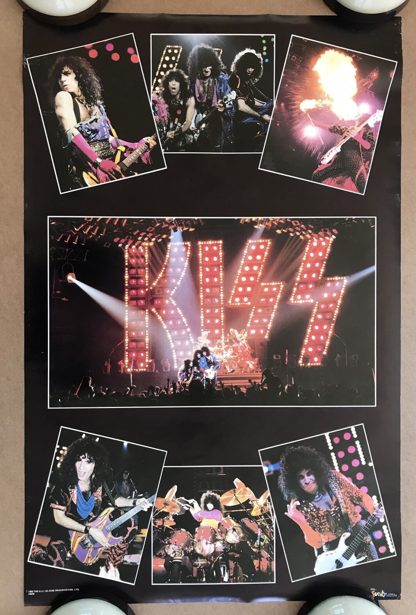 Original Vintage 1980 K.I.S.S Collage Poster 1985 Rock Music Kiss