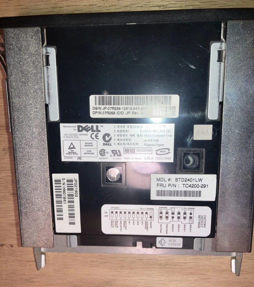 TESTED Dell IBM Seagate TC4200-291 07R259 STD2401LW TAPE Drive 68 Pin SCSI - Image 2 of 4