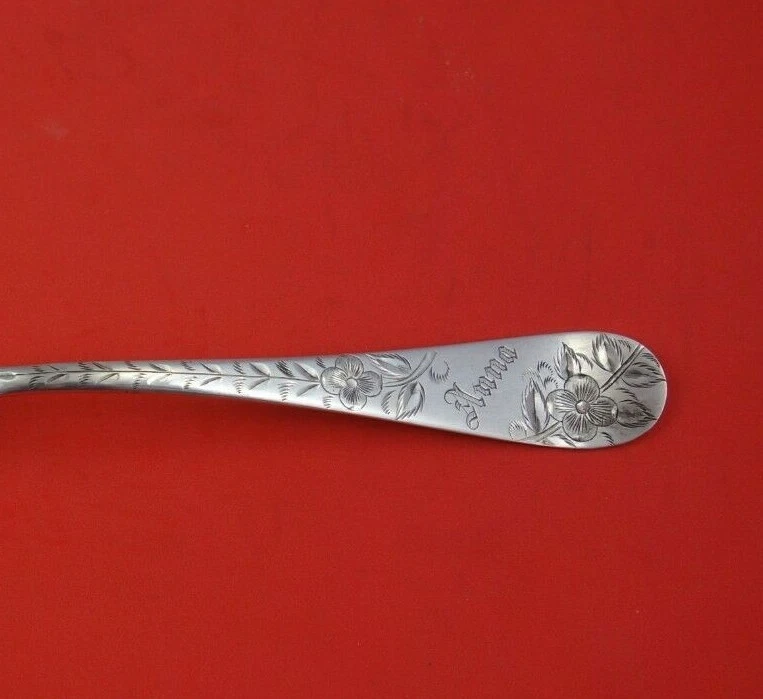 Toalha prata esterlina colher baga ouro lavado corte brilhante #43 9" herança de servir - Imagem 3 de 3