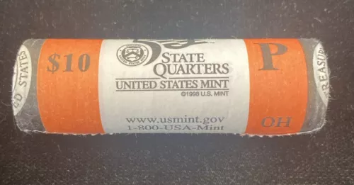 2002-P Ohio State Quarter, $10 U.S. Mint Wrapped Roll