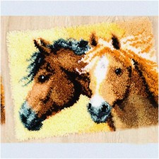 Horse Haven DIY Latch Hook Kit - Yarn Rug Pattern for Arts, Crochet, and Needlew