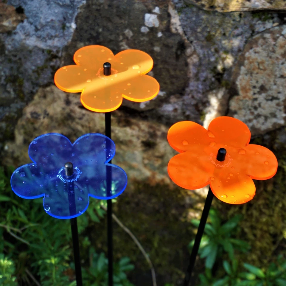 SunCatcher Set of 3: Blossom | colourful fluorescent garden stake decor ornament - Image 2 of 4