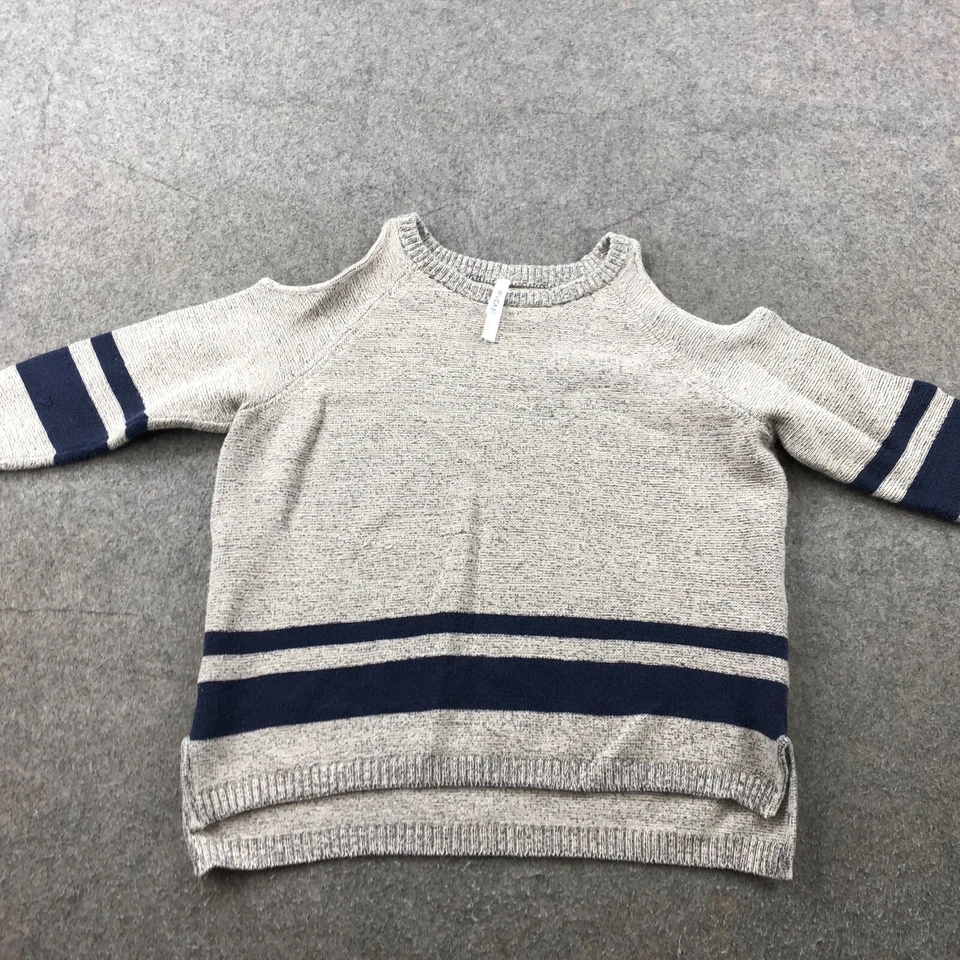 Suéter RVCA Mujer XS Gris Manga Corta Corte Hombro Frío Pullover Foto 2 de 4