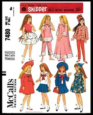 McCall's 7480 SKIPPER Fashion Doll Pattern Barbies Little Sister