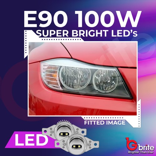 100W XENON WHITE LED ANGEL EYE MARKERS BMW 3 SERIES E90 E91 LCI HALOGEN LIGHT - Picture 8 of 8