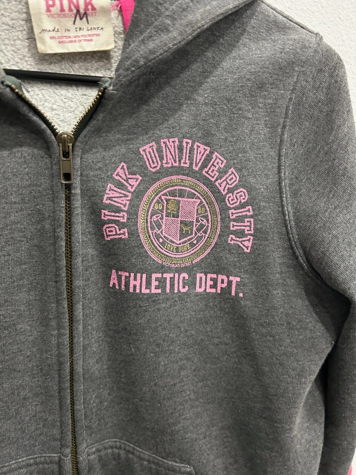 victoria-secret-vs pink logo zip closure hoodie