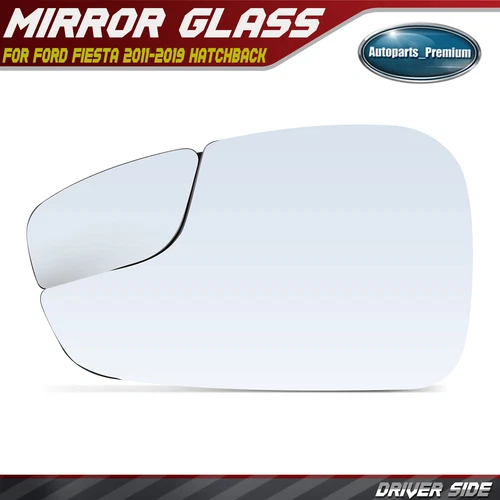 Left Driver Mirror Glass with Heated & Spotter Glass for Ford Fiesta 2011-2019