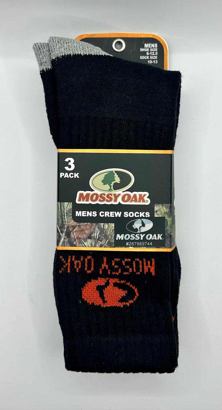 New Mossy Oak Men's 3 Pack Cushion Comfort Crew Socks Shoe Size 612.5