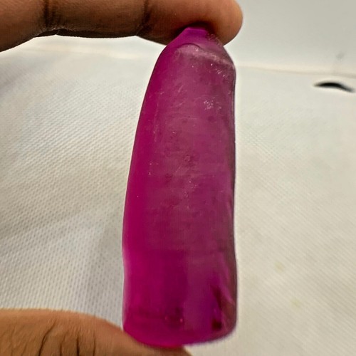 LAB CREATED 208 CT EXCELLENT RUBELLITE #4 ROUGH CORUNDUM (Half Boule) GEMSTONE - Picture 2 of 2