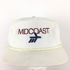 Vtg Midcoast Aviation Jet Pilot Cap Spell Out Logo Rope Trucker Baseball Dad Hat