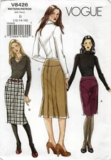 Vogue V8426 Slim Skirts w Back Pleat Variations, Princess Seams Sz 12-16 UNCUT