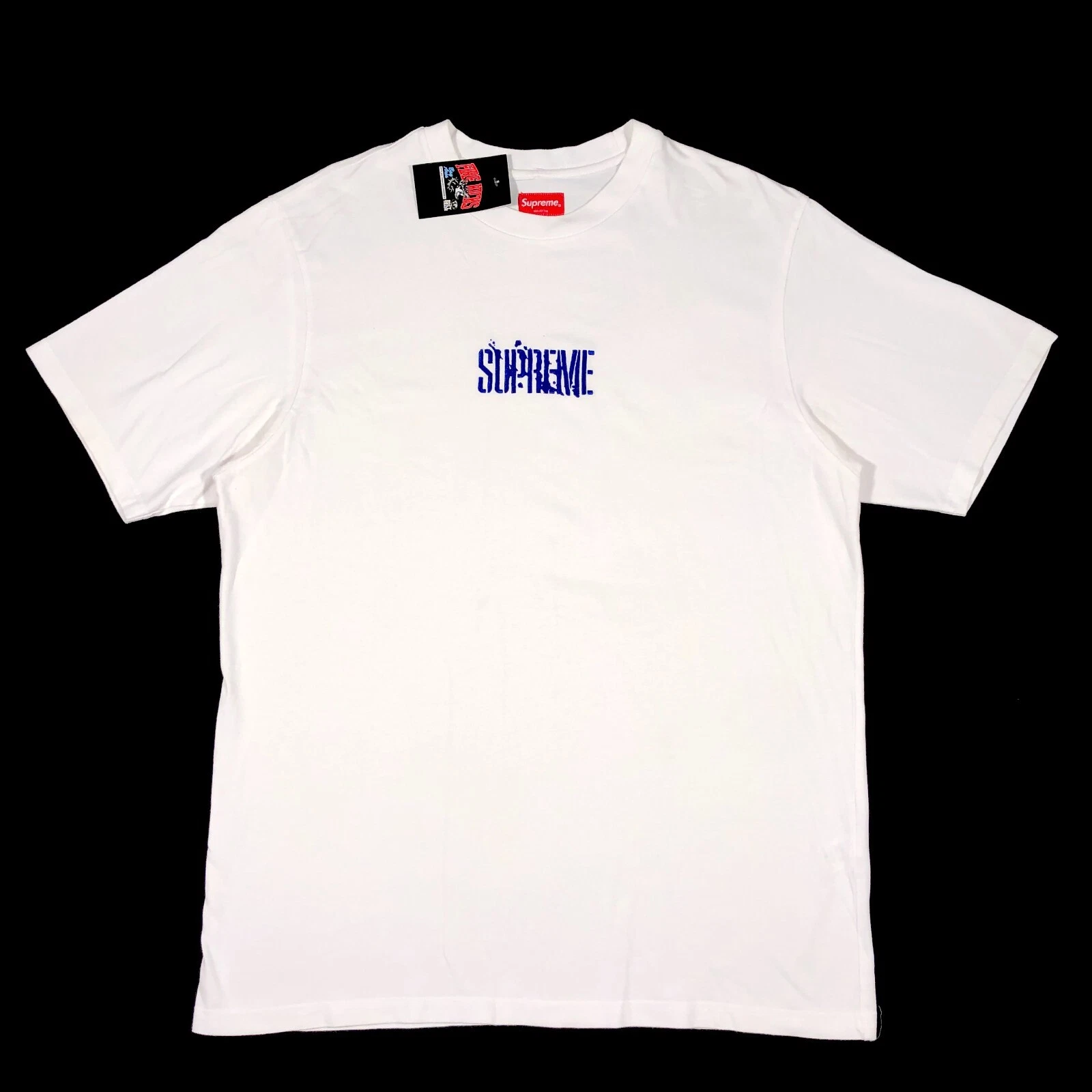 Tee shirt SS21 Supreme Splatter logo bleu blanc taille L streetwear B4