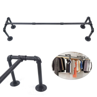 Wandmontage Kleiderstange Garderobenstange Eisen Industrierohr Garderobe 35-40KG