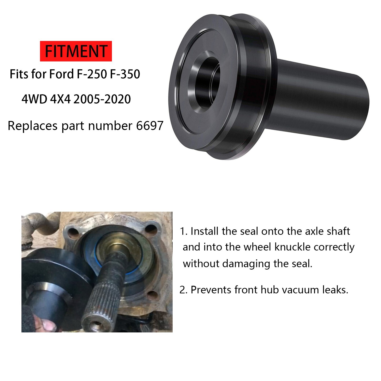 For 05-20 Ford F250 F350 Wheel Knuckle Vacuum Oil Seal Installer Axle Tool 6697