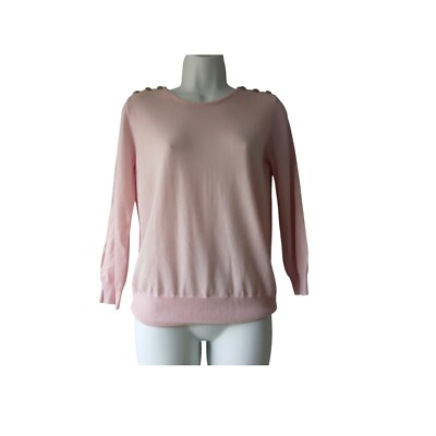 Joseph Pure Cashmere Pullover Baby Rosa Gold Knöpfe Stretch Pulli Mittelweich