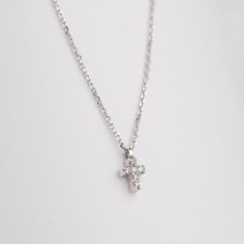 14K Solid Gold Cross Necklace with CZ   Dainty Cross Pendant