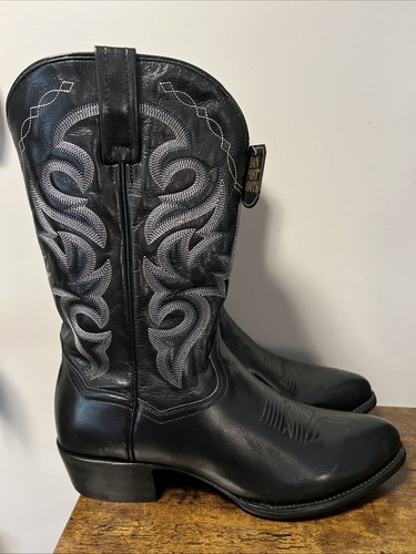 DAN POST Milwaukee 13” Western Boots BLACK Men Sz 12D, MSRP $210, MISMATCH TOES!