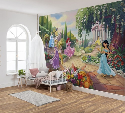 Girl bedroom photo wallpaper feature wall mural Disney Princess Without glue