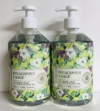 2 Bottles Home & Body Co. ~ Eucalyptus & Sage Hydrating Hand Soap 21.5 oz Each